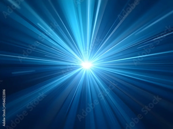 Fototapeta Abstract Blue Radial Burst Background Bright Light Rays Emanating from Center Vivid Shades Deep Cobalt to Light Cyan Dynamic Energy Speed Motion Graphic Design Element
