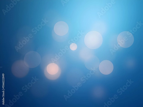 Fototapeta Abstract Soft Bokeh Lights on a Blue Background Featuring Pale White and Peach Opaque Circles of Varying Sizes and Intensities Creating a Dreamy Atmosphere