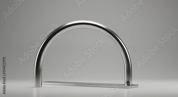 Fototapeta Minimalist architectural element: A reflective metallic semi-circle on soft gradient background