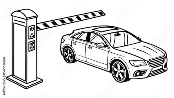 Fototapeta Automated Car Parking Gate System  Efficient Access Control and Security for Parking Lots