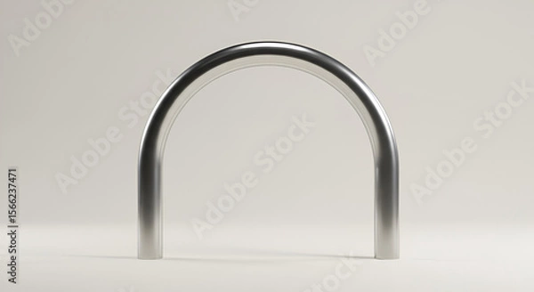 Fototapeta Sleek curved metal bar stands gracefully against a minimalist backdrop showcase