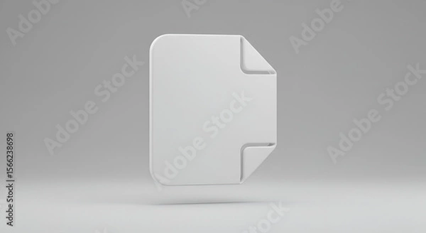 Fototapeta White Document Icon 3D Render with Folded Corners Against Neutral Background