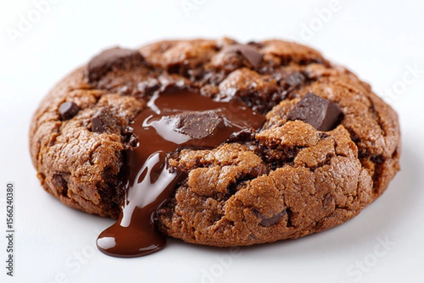 Obraz chocolate chip cookies on white background