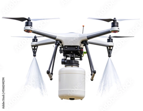 Obraz Agricultural Spraying Drone in Flight, isolated on transparent background.