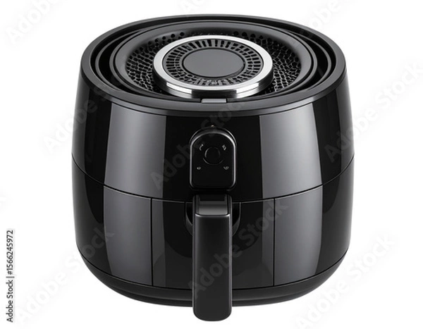 Obraz  Black Air Fryer from Top View, isolated on transparent background.