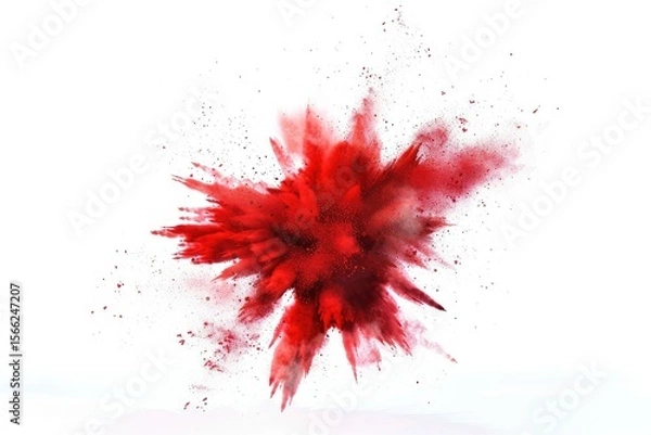 Fototapeta A Dynamic Red Color Explosion, with Vibrant Red Hues Radiating Outwards, Isolated White Background