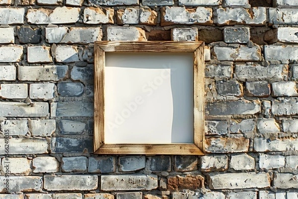 Fototapeta Ultra Quality Picture of Empty Square Frame for Mock Up on a Brick Wall