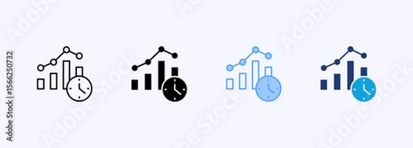Fototapeta Real Time Analytics Icon Set Multiple Style Collection