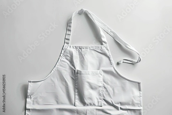 Fototapeta Sharp Picture of White Apron with Pocket Isolated on White Background