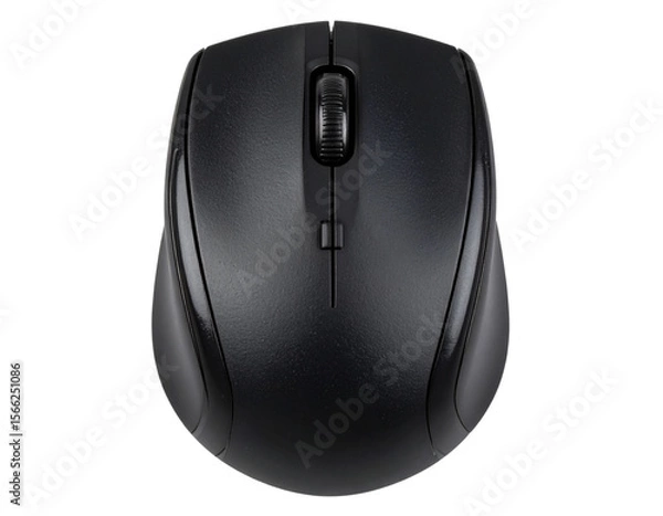 Obraz Black Wireless Mouse with Scroll Wheel Highlight, isolated on transparent background.