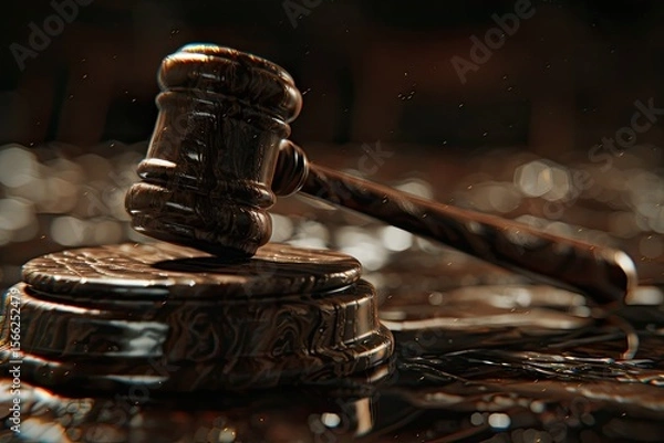 Fototapeta Law Theme with Mallet of the Judge and Law Enforcement Officers with Documents