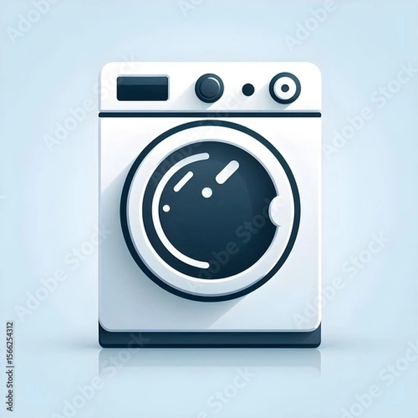 Fototapeta Flat vector icon of washing machine is shown in neutral tones with a front-loading door and clean outline.
