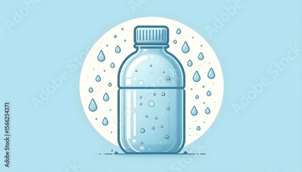 Fototapeta A water container icon has been created in simple vector style with clarity and freshness on a pastel blue background.