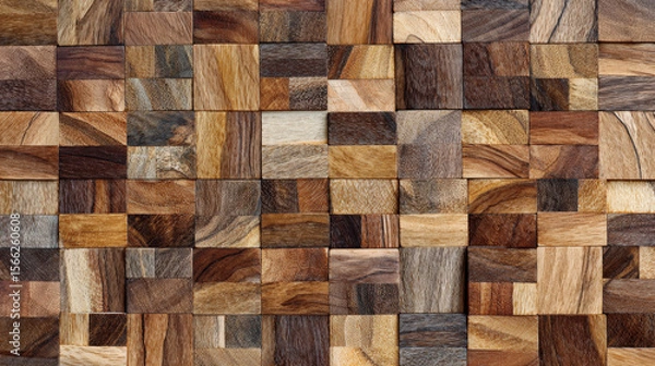 Fototapeta Wooden cutting board background made from glued timber segments, perfect for rustic visuals