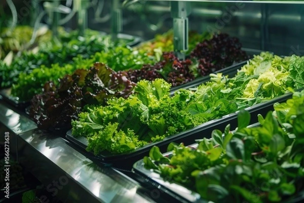 Fototapeta Pixel Perfect Image of a Salad Bar Featuring Fresh Greens and Various Toppings