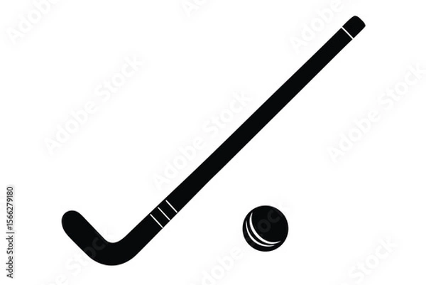 Fototapeta field hockey stick and ball vector icon