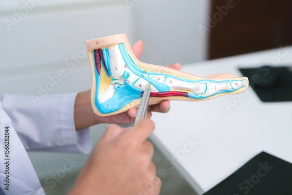 Fototapeta The doctor in orthopedics held a detailed and consultation at the hospital, guiding the patient through joint and tendon injury treatment for a smooth recovery process.