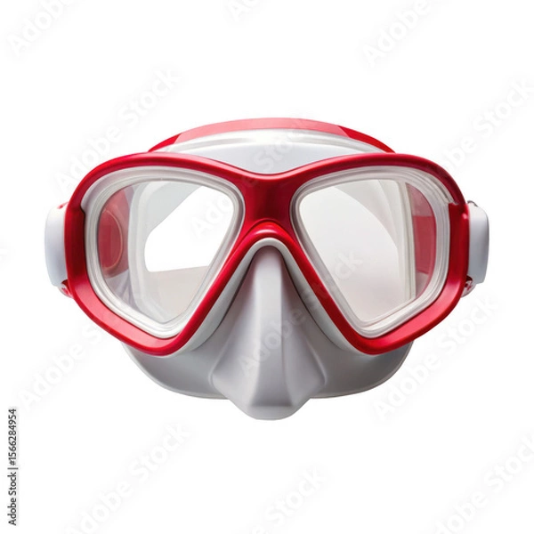 Fototapeta Red and White Snorkeling Mask on transparent