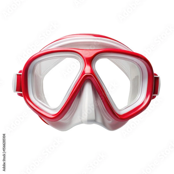 Fototapeta Red and White Snorkeling Mask on transparent