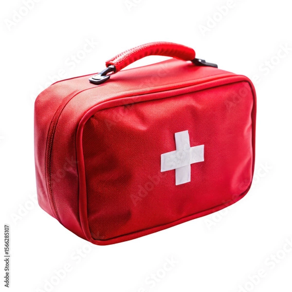 Fototapeta  Red First Aid Kit Bag on transparent 