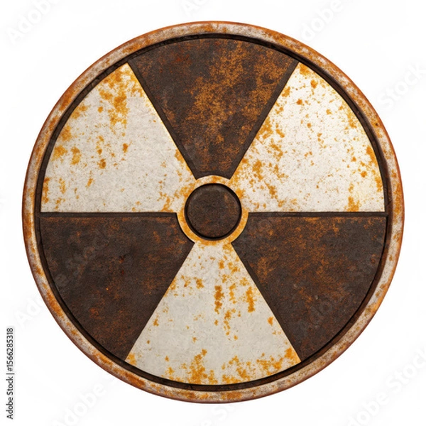 Fototapeta Rusty Radioactive Symbol on transparent