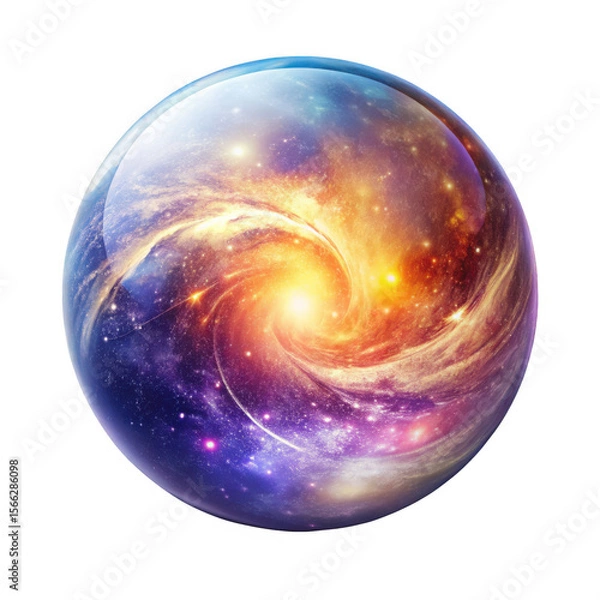 Fototapeta A shimmering, celestial sphere encases a swirling nebula, radiating a mystical energy on a transparent