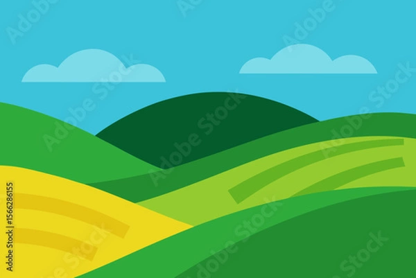Fototapeta A Simple Graphic Depiction Of Rolling Hills For A Minimalist Natural Landscape