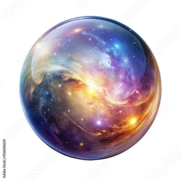 Fototapeta A shimmering, celestial sphere encases a swirling nebula, radiating a mystical energy on a transparent