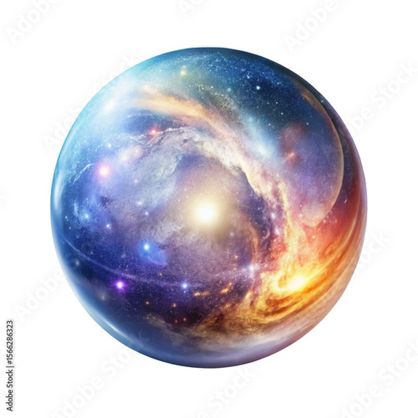 Fototapeta A shimmering, celestial sphere encases a swirling nebula, radiating a mystical energy on a transparent