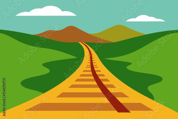 Obraz A Simple Railway Track Through A Countryside For A Fun And Peaceful Travel Scene