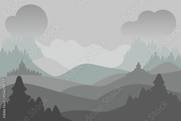 Obraz A Basic Foggy Landscape With Blurred Shapes For A Simple And Mysterious Themed Scene