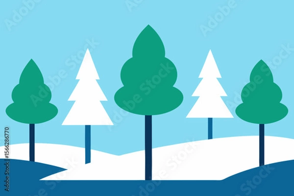 Obraz A Basic Snowy Landscape With Tree Outlines For A Simple And Clean Winter Scene