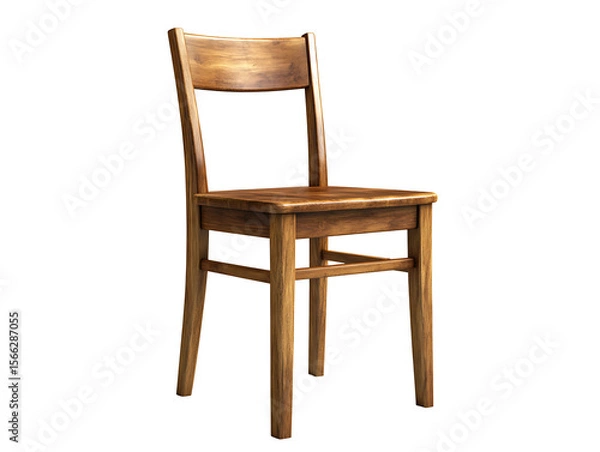 Fototapeta 3D Of Simple Wooden Chair on Transparent Background