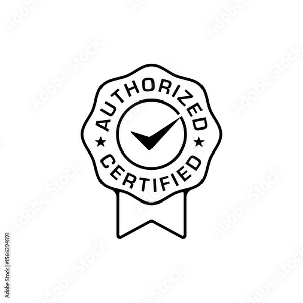 Fototapeta Authorized Certified Logo Badge with Outline Style Design Template.