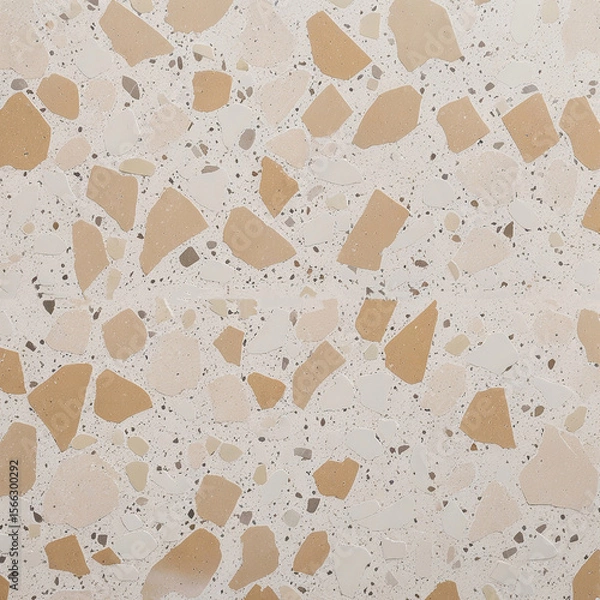 Fototapeta Decorative closeup view of terrazzo stones in beige color