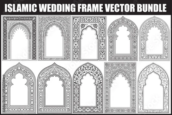 Fototapeta Islamic Wedding Arch Frame Vector Set

