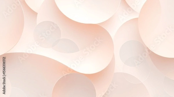 Fototapeta Abstract Peach Curves and Circles Minimalist Design, Background Art, Modern Aesthetics, Soft Color Palette, Digital Illustration
