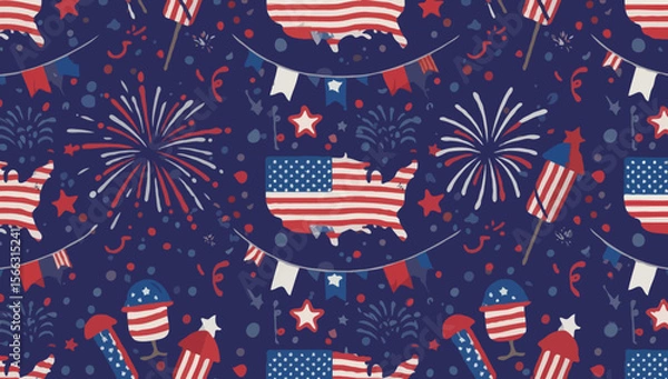 Fototapeta Fourth of July Fun: Seamless Pattern USA