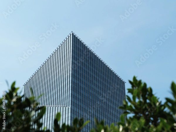 Fototapeta modern office buildings front leaf blurred