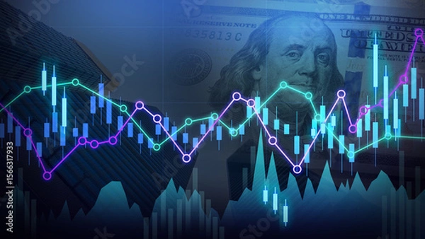 Fototapeta stock market chart line chart and candle stick