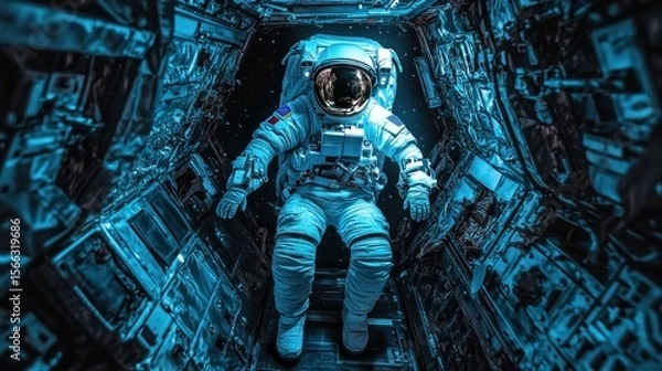 Fototapeta Astronaut in spaceship cockpit
