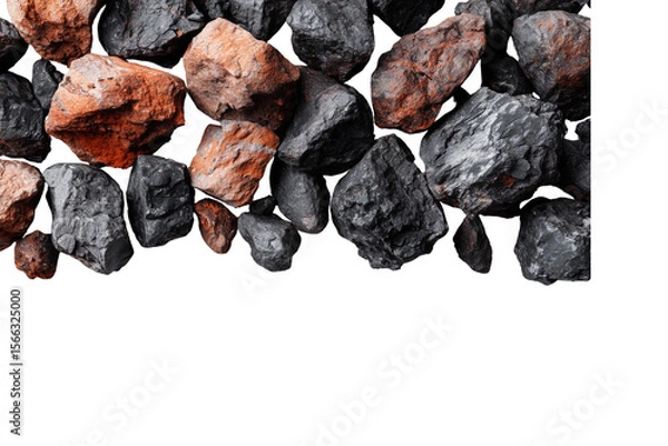 Fototapeta Coal and Raw Rocks on Transparent Backgrounde