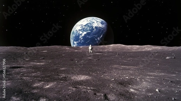 Fototapeta Astronaut on the moon, Earth in the background (1)