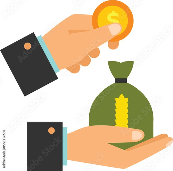 Fototapeta vector illustration of a hand holding money
