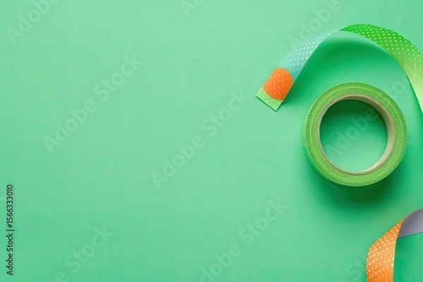 Fototapeta Pixel Perfect Image of Colorful Washi Tape on Green Background