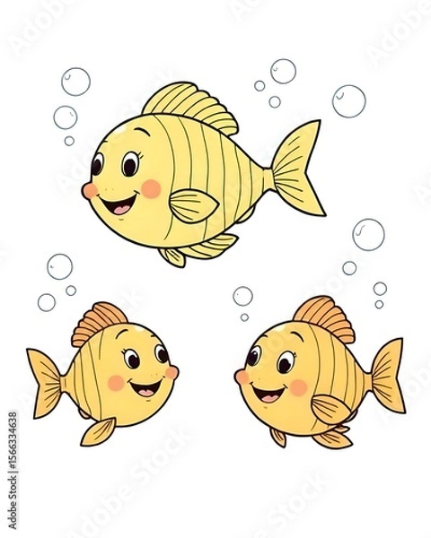 Obraz Cute fishes vector art