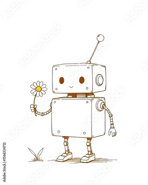 Fototapeta Robot line drawing