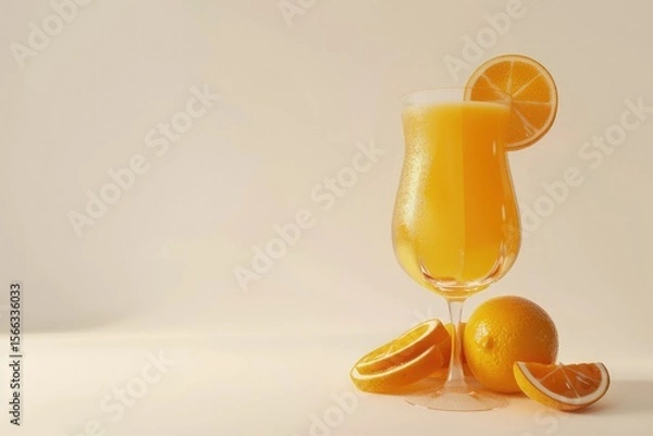 Fototapeta High Detail Image of a Glass of Orange Juice with Orange Slices on the Top