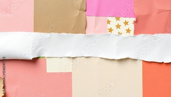 Obraz copy space for text background Collage Aesthetic with Torn Paper concept