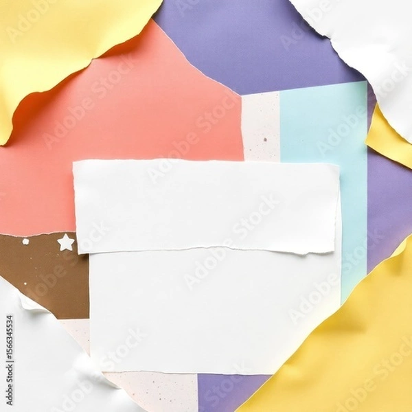 Obraz copy space for text background Collage Aesthetic with Torn Paper concept